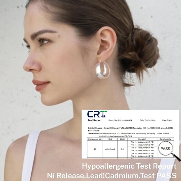 Women's Lightweight Silver Plated Sterling Thick Hoop Chunky Large Earrings - Picture 6 of 7